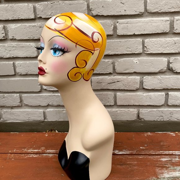 * SOLD * Art Deco Vintage Style Mannequin Head Hat Stand Jewelry Display - Picture 4 of 14